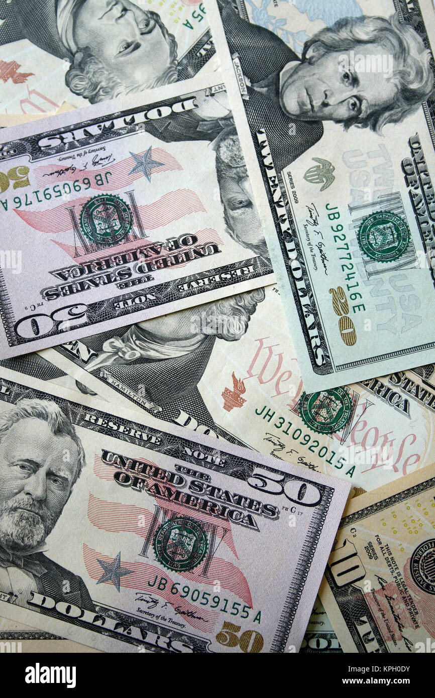 Colpo composito di un altro americano le fatture del dollaro, Stati Uniti d'America Foto Stock