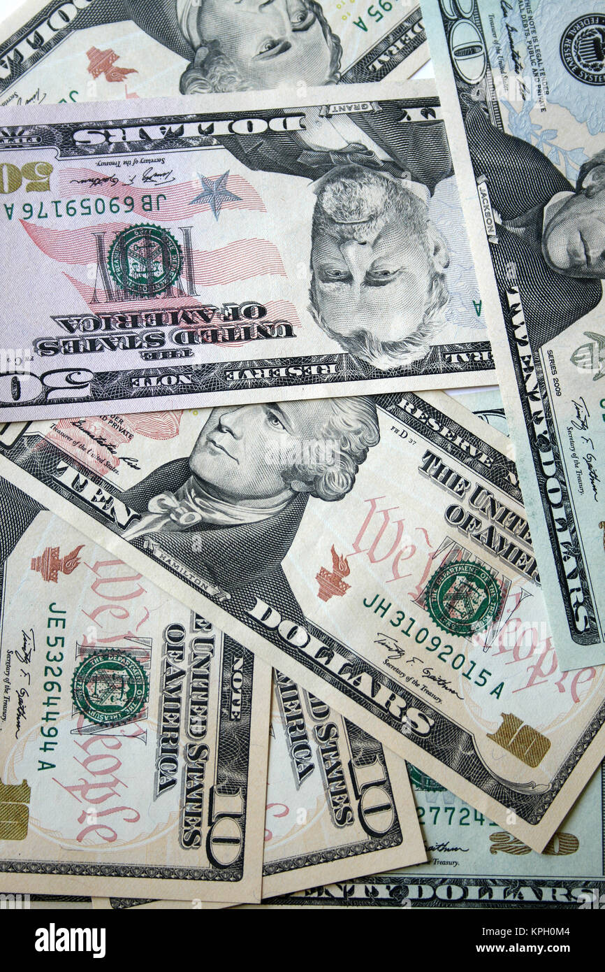 Colpo composito di un altro americano le fatture del dollaro, Stati Uniti d'America Foto Stock