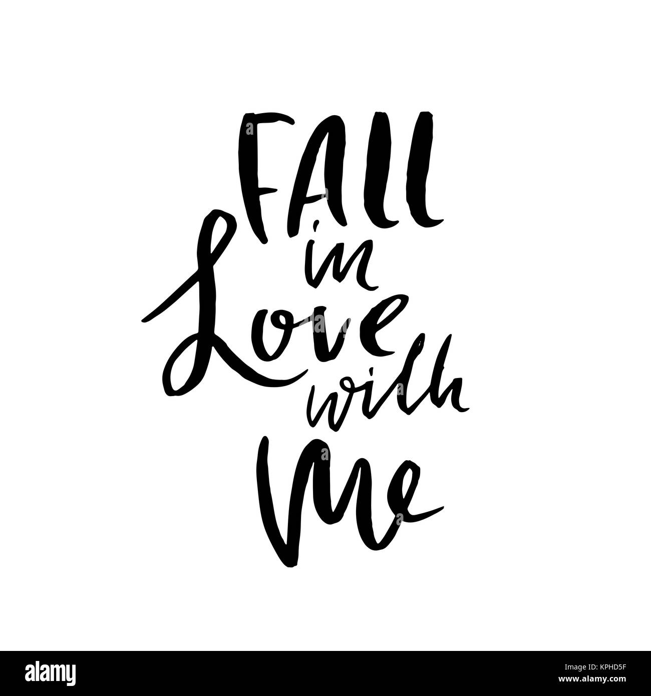 Cadere in amore con me. La calligrafia Handdrawn per il giorno di San Valentino. Illustrazione di inchiostro. Moderno pennello asciutto lettering. Illustrazione Vettoriale. Illustrazione Vettoriale