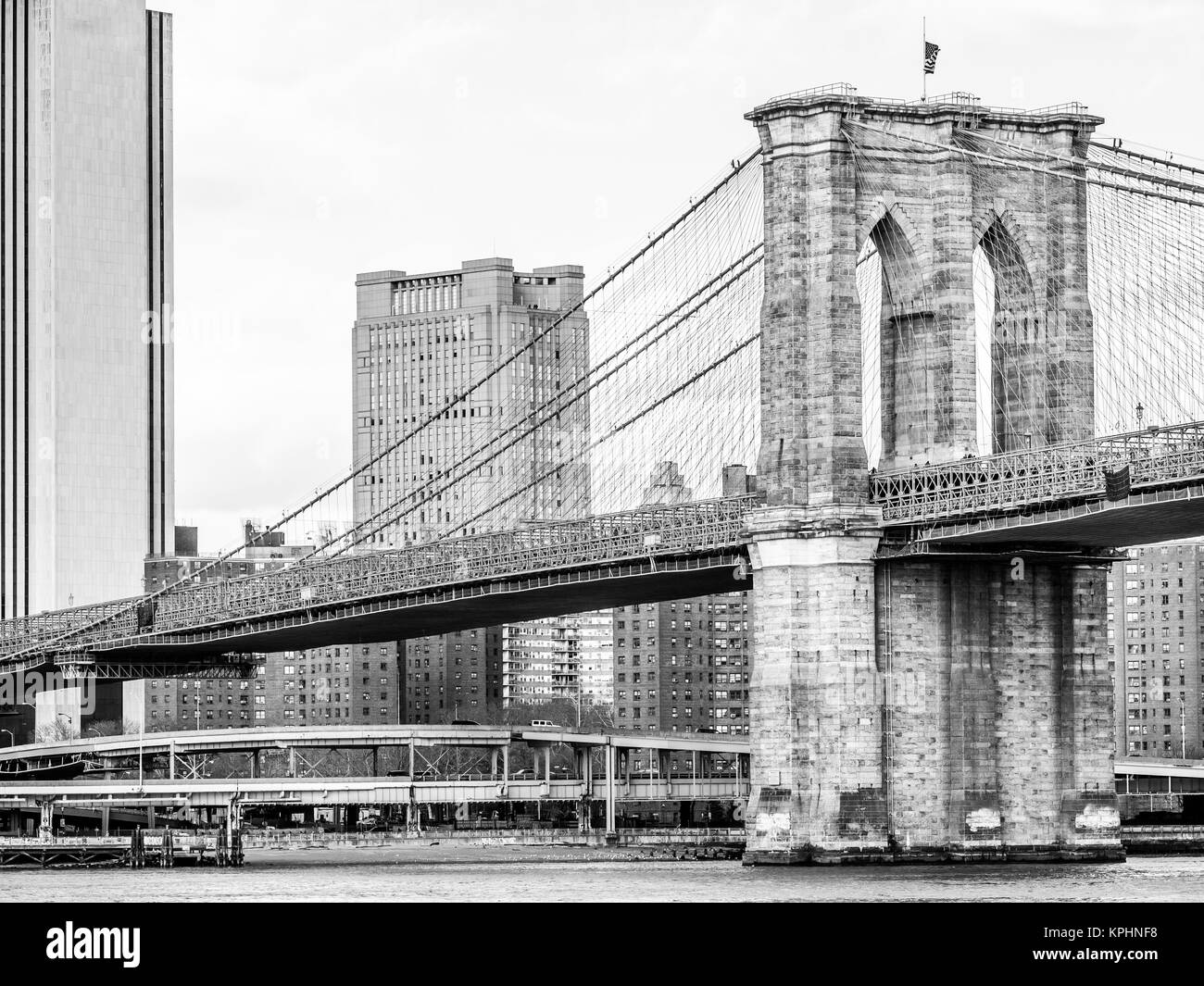 Vedute del Ponte di Brooklyn Bridge Foto Stock
