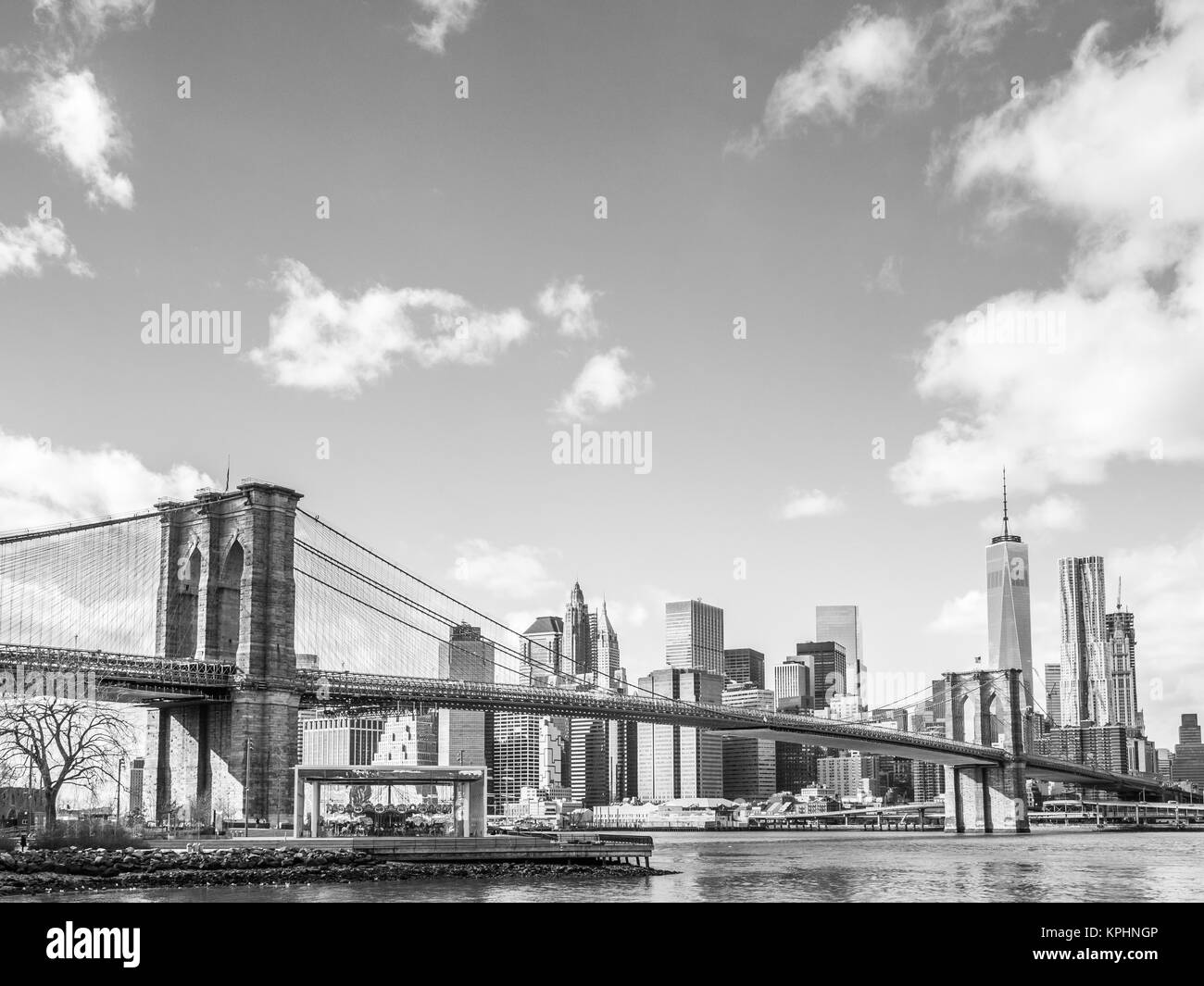 Vedute del Ponte di Brooklyn Bridge Foto Stock