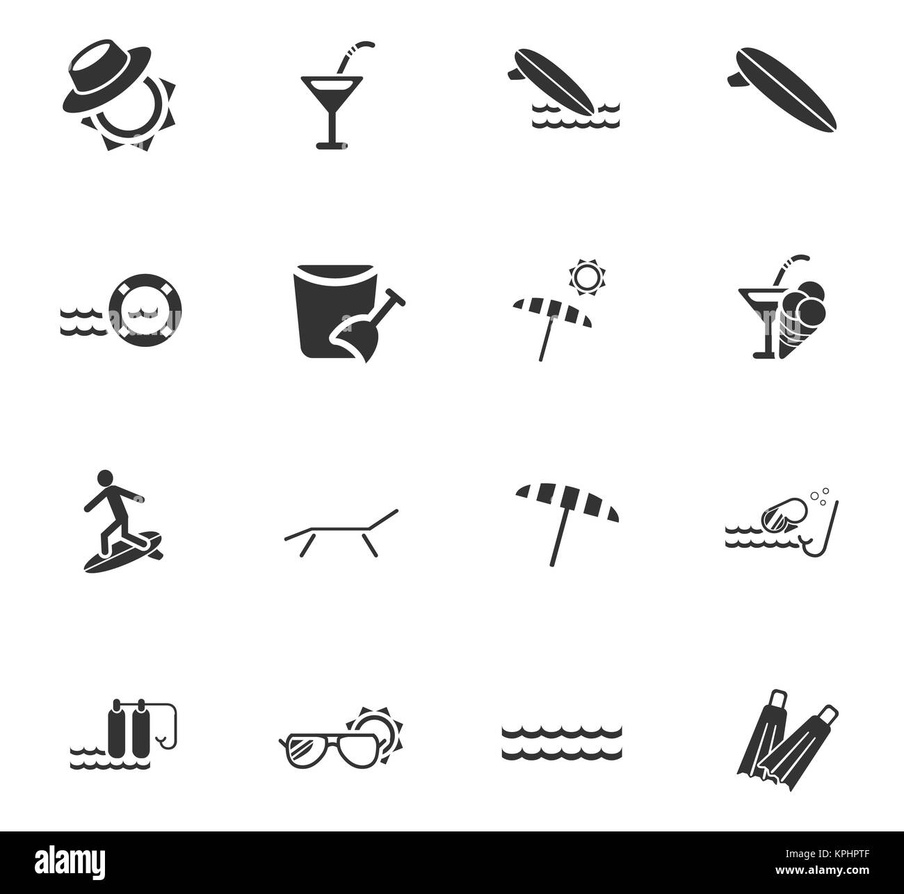 insieme dell'icona di spiaggia Foto Stock