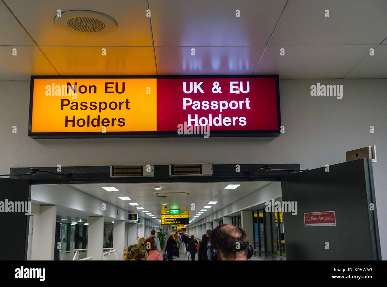 Entrata al Regno Unito di Gran Bretagna e non UE non titolari di passaporto Foto Stock