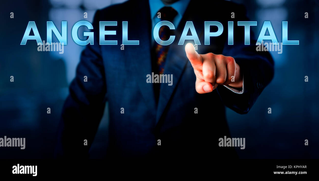 Dirigente aziendale puntando al capitale di angelo Foto Stock