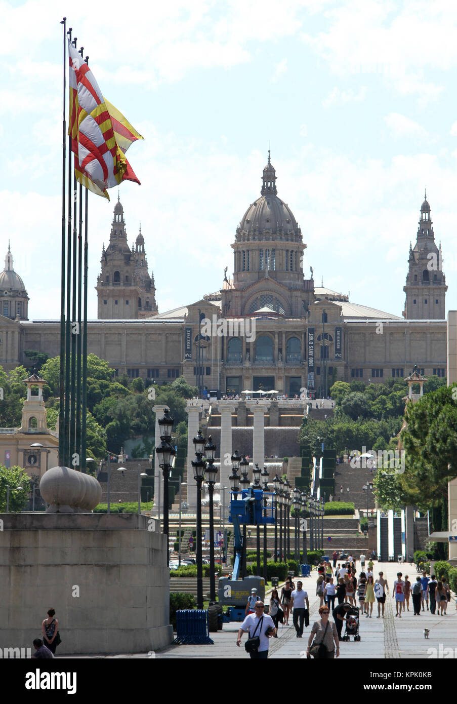 Il Museu Nacional d'Art de Catalunya / Museo Nazionale d'Arte della Catalogna e Palau Nacional / il National Palace, Barcelona, Spagna. Foto Stock