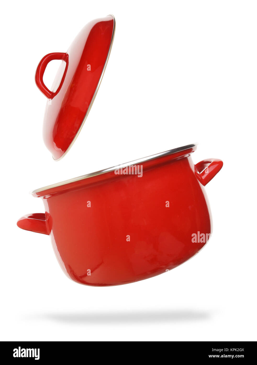 Red pentola di cottura isolati su sfondo bianco Foto Stock
