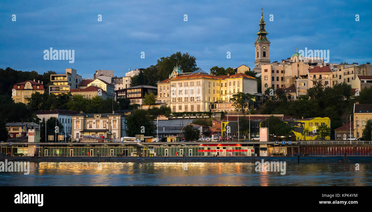 Vista di Belgrado dal fiume Sava, Belgrado, Vojvodina, Serbia Foto Stock