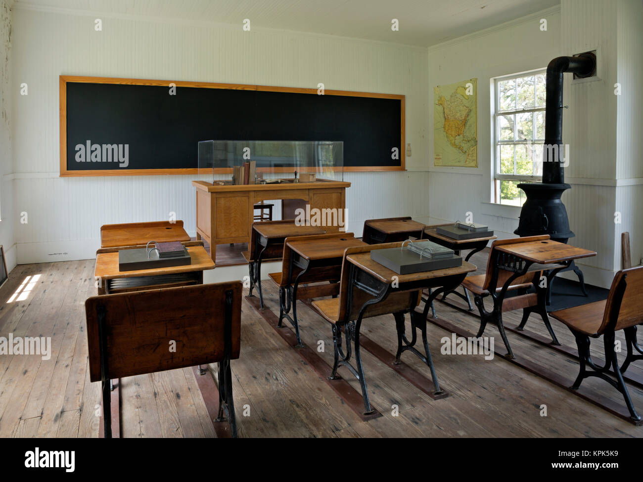 NC01094-00...North Carolina - una camera school house a Portsmouth Villaggio sull'Isola di Portsmouth sulle isole di barriera in Cape Lookout National Sea Foto Stock