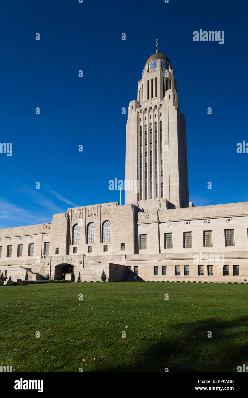 Stati Uniti d'America, Nebraska, Lincoln, Nebraska State Capitol esterno Foto Stock