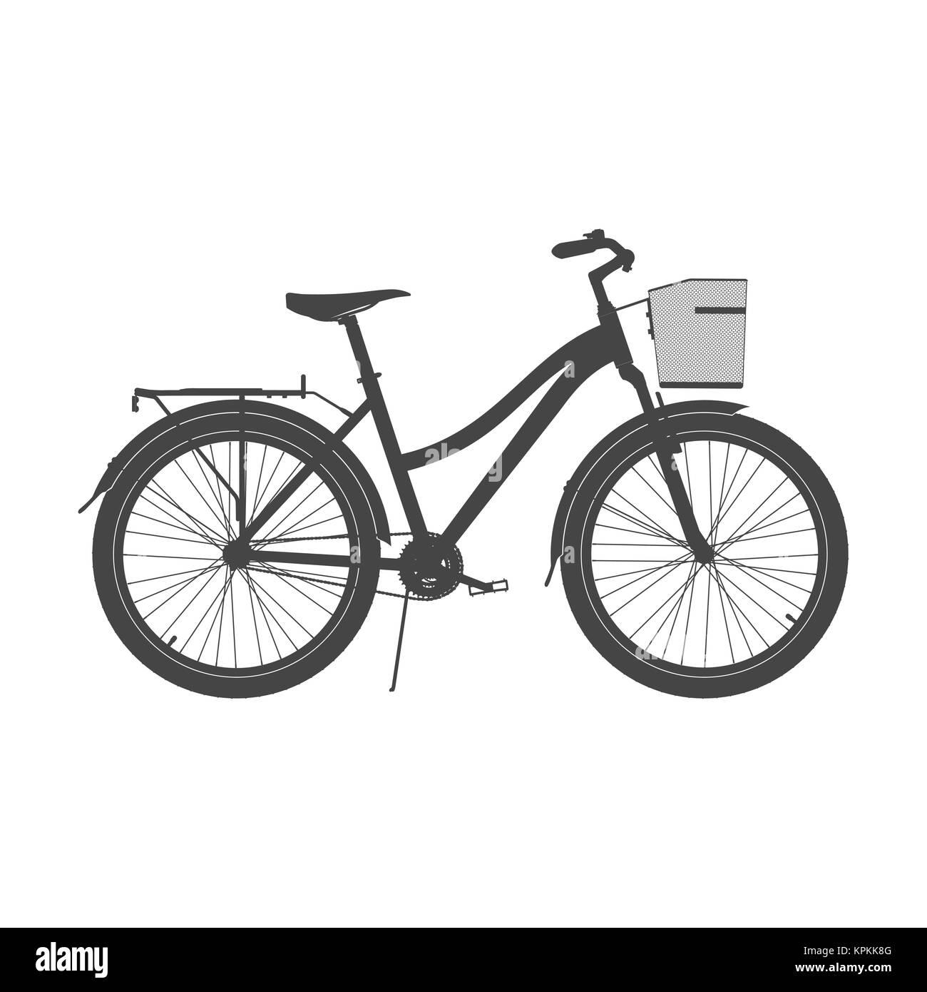 Signora City Bike Silhouette. Donna Comfort illustrazione di bicicletta Foto Stock