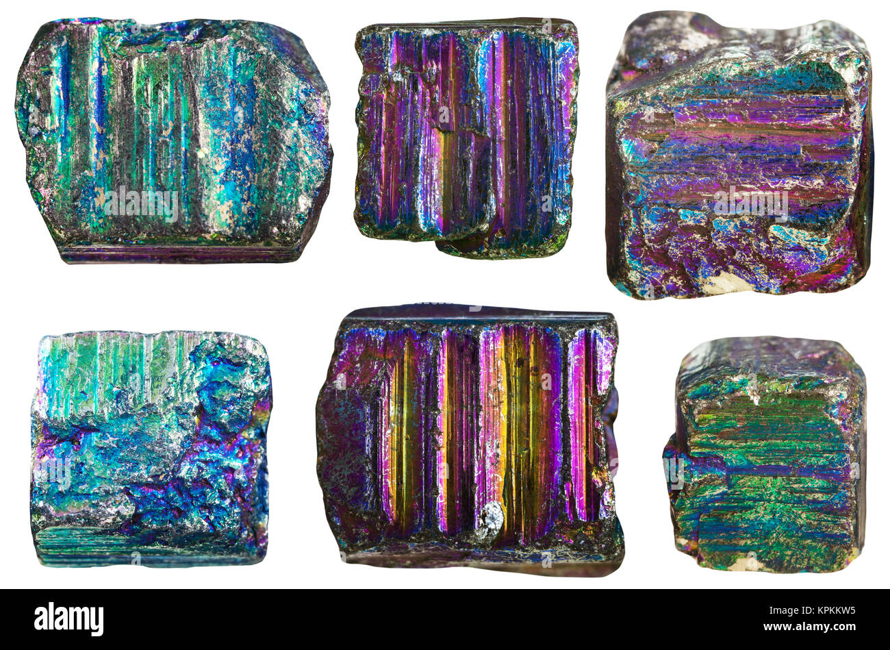 Set di separare i cristalli di pirite di Rainbow Foto stock - Alamy