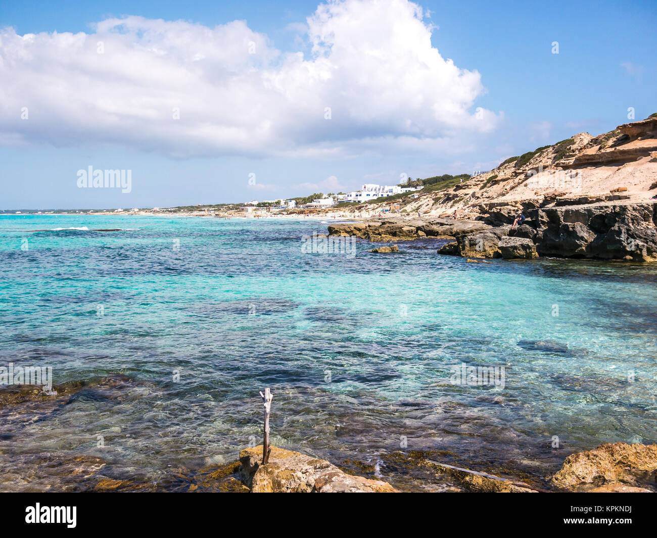 Turquosie acque dell'isola di Formentera Foto Stock