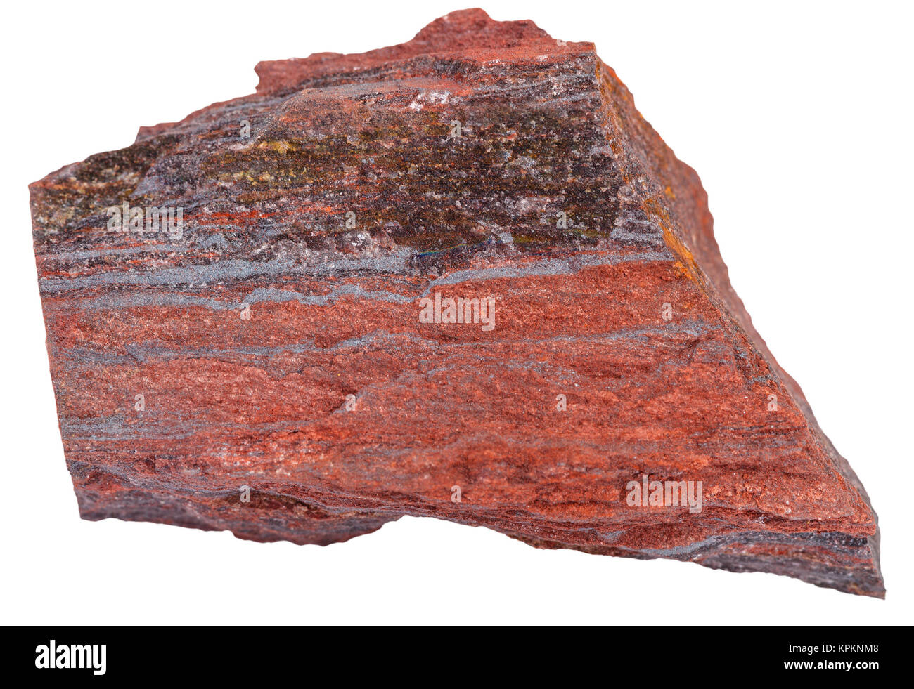 Pezzo di quarzite ferruginosa isolato in pietra Foto Stock