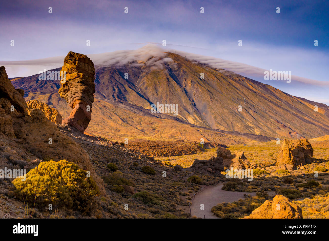 El Parco Nazionale del Teide Tenerife. Vulcano alto in Spagna, il paesaggio del deserto. Foto Stock