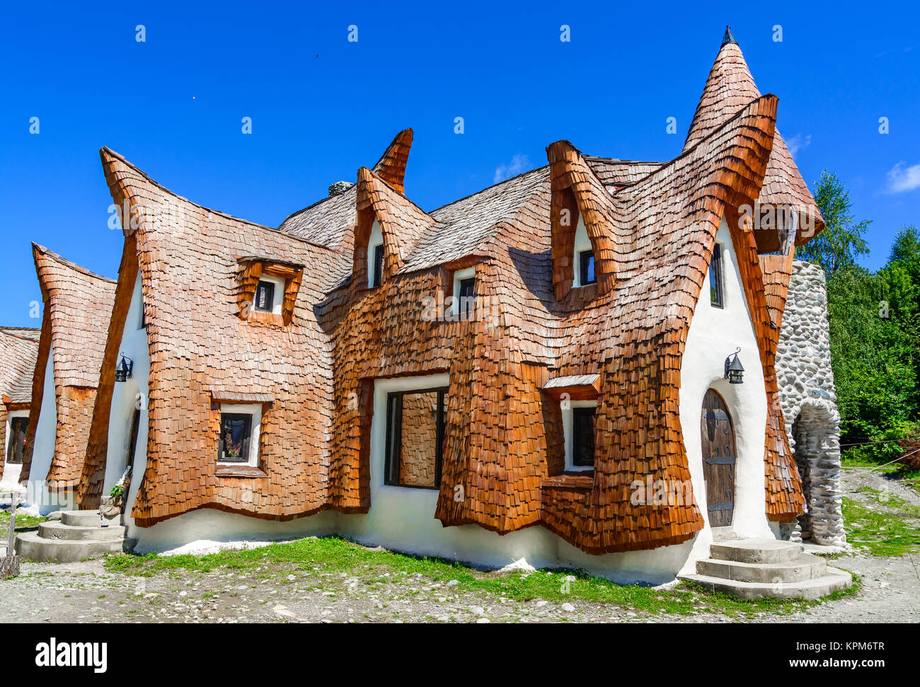 Porumbacu ,Sibiu, Romania- Luglio 19, 2017: fiabesco Castello di argilla del villaggio Porumbacu, nella regione di Sibiu Romania Foto Stock