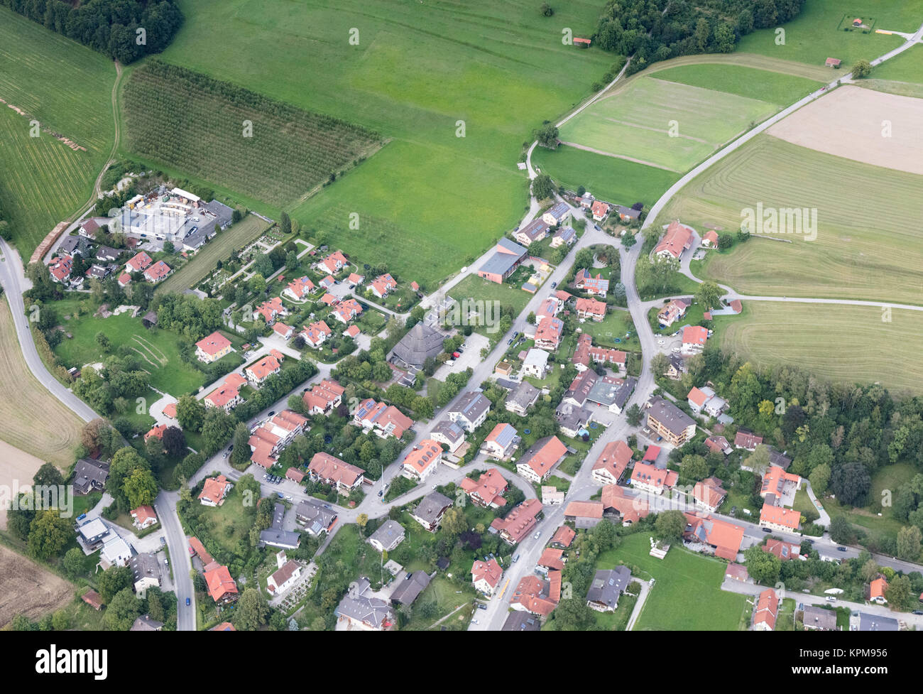 Vista aerea di Herrsching am Ammersee, Monaco di Baviera, Germania Foto Stock