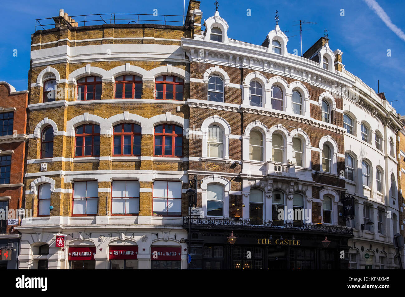 Cowcross Street, Clerkenwell, London, England, Regno Unito Foto Stock