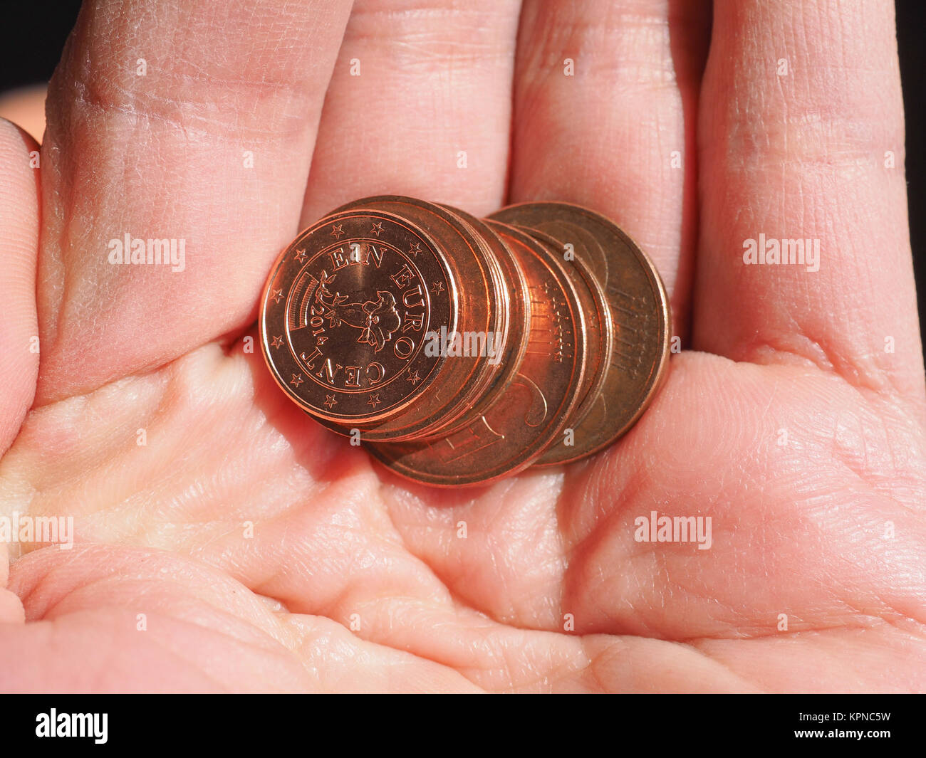 Euro monete del centesimo Foto Stock