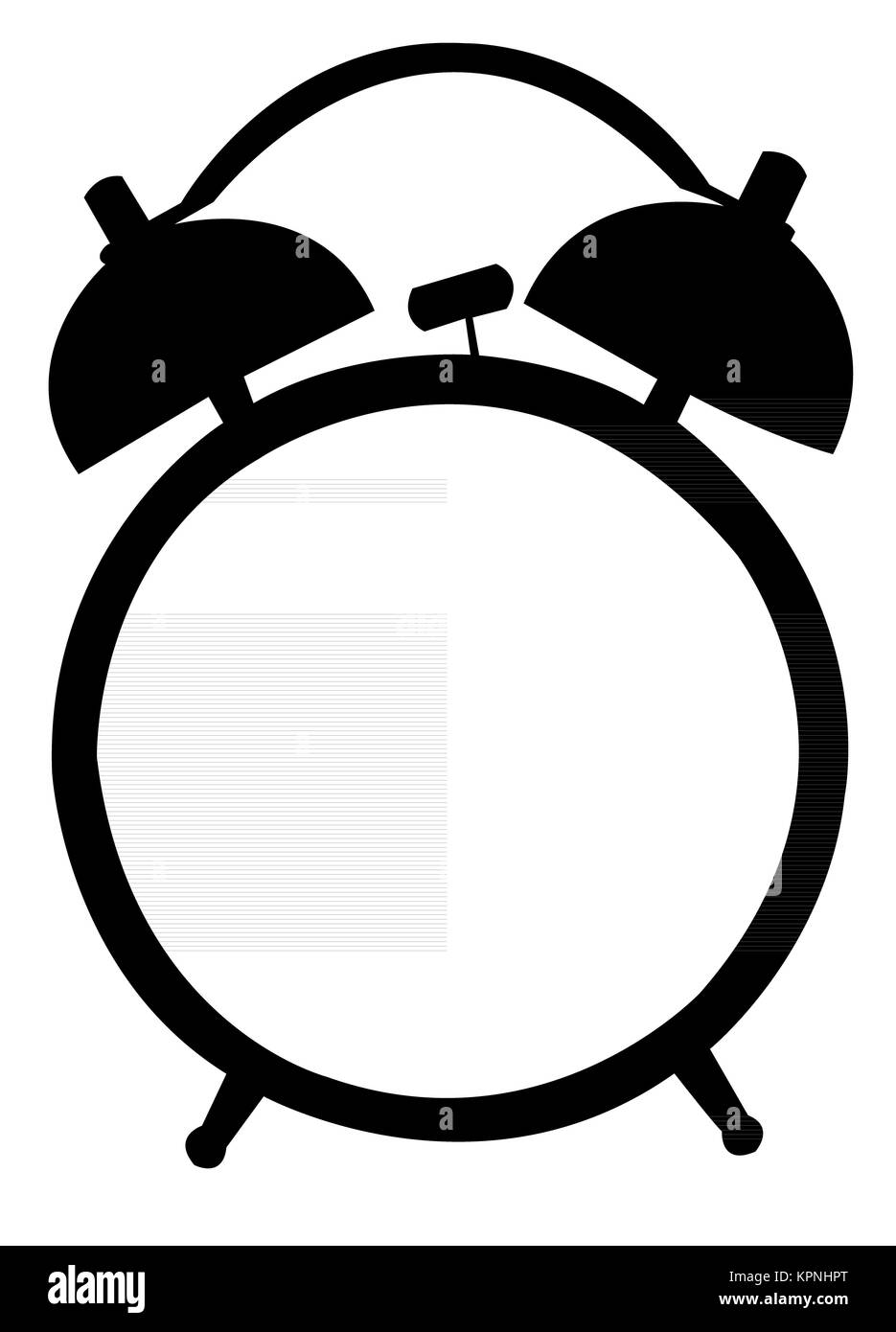 Classic orologio sveglia. Silhouette, nero su bianco Foto Stock