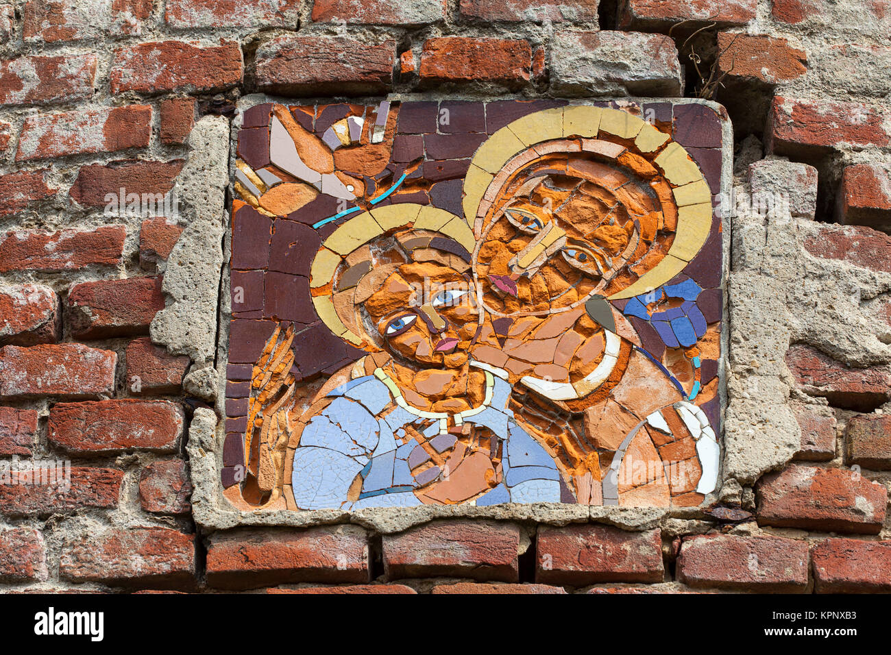 Mosaico su bruciata chiesa di San Michele Arcangelo a Stara Sil - Ucraina Occidentale Foto Stock