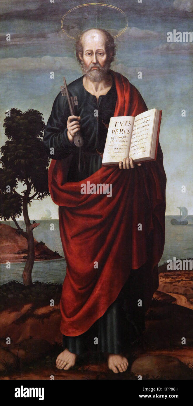 St Peter di Nicolás Borrás Falco (1530–1610) pittore rinascimentale spagnolo attivo a Valencia. Pintor espanol. Foto Stock