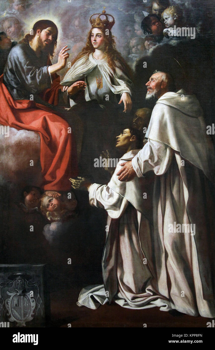 San Pietro Nolasco intercede per frati malati (1652) di Jerónimo Jacinto de Espinosa (1600-1667) pittore spagnolo attivo a Valencia Foto Stock