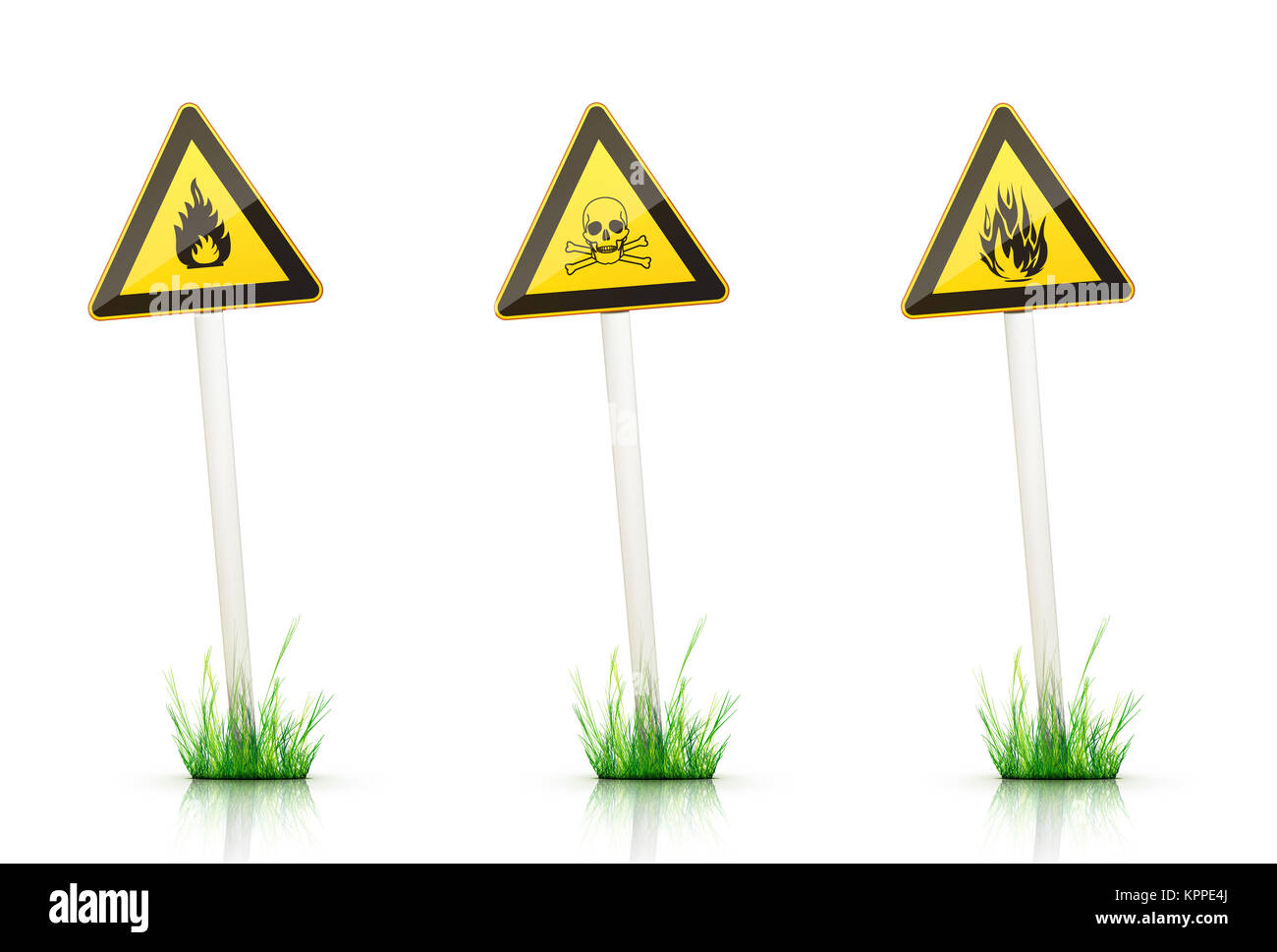 Segnale di avvertimento su sfondo bianco. Grafica 2D Foto Stock