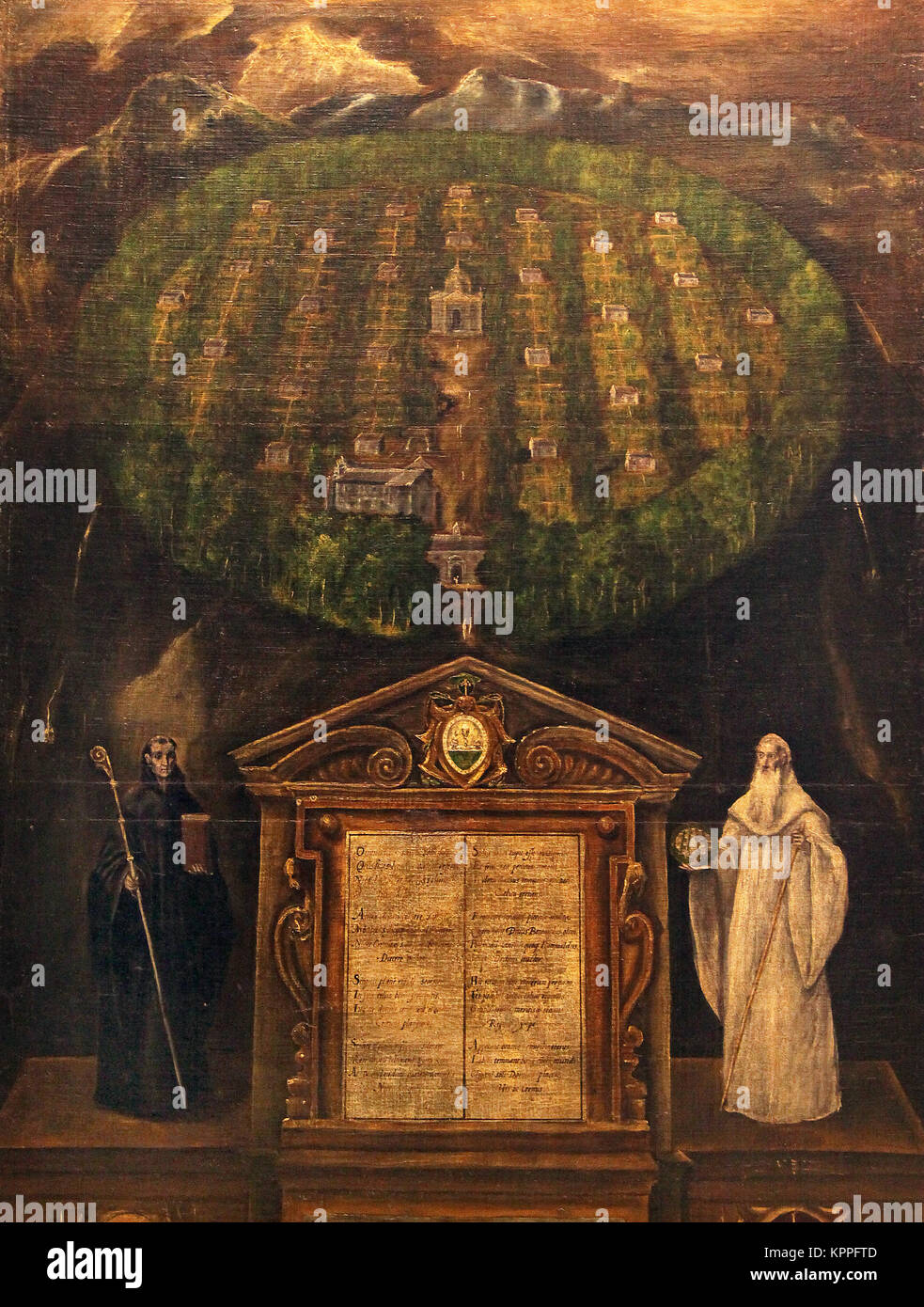 El Greco.La foresta del grande Camadolese El Bosque de la Gran Camaldula da El Greco. Doménikos Theotokópoulos 'L' greco un pittore in Spagna Foto Stock