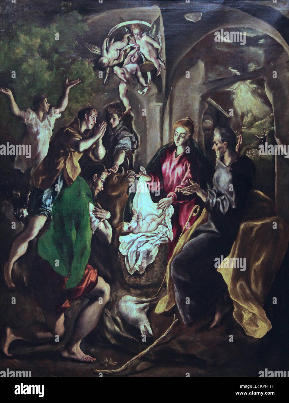 El Greco.la Adorazione dei pastori La Adoracion de los Pastores da El Greco. Doménikos Theotokópoulos 'L' greco un pittore in Spagna Foto Stock