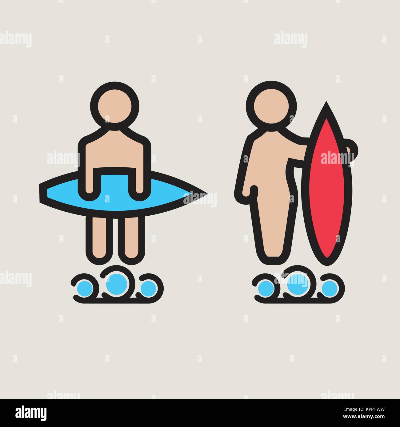 Surf logo o design emblema per wc. Illustrazione Vettoriale