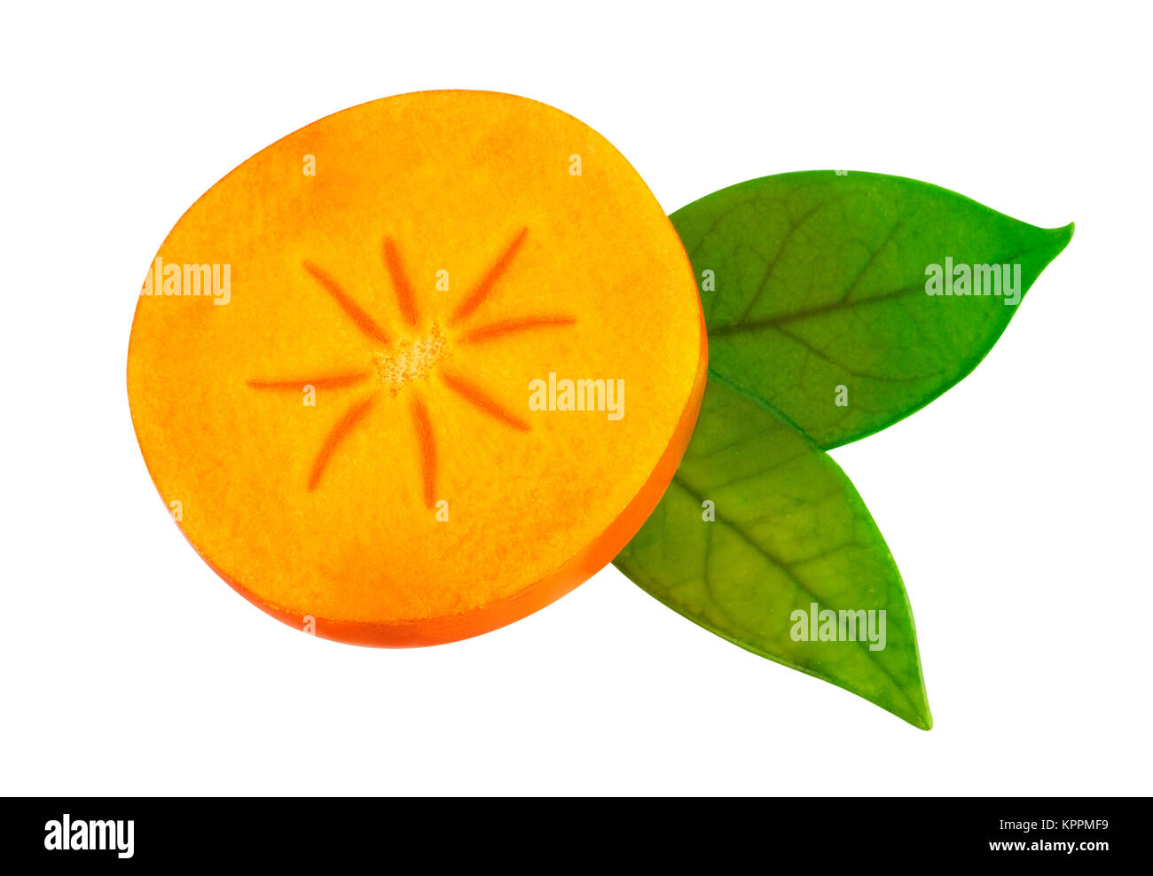 La metà della frutta persimmon su bianco. Immagine inclusa tracciato di ritaglio Foto Stock
