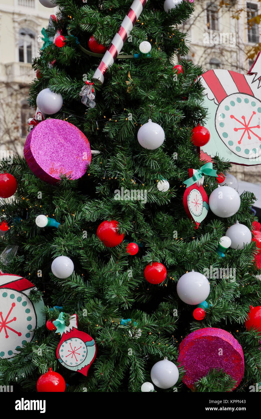 Le decorazioni di Natale in Piazza Carnot, Lione, Francia Foto Stock