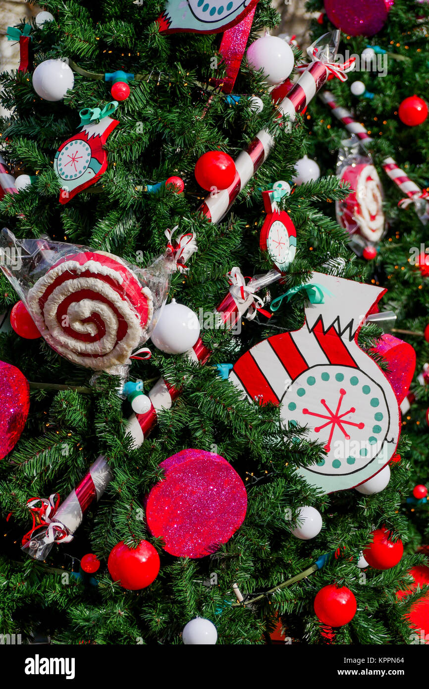 Le decorazioni di Natale in Piazza Carnot, Lione, Francia Foto Stock