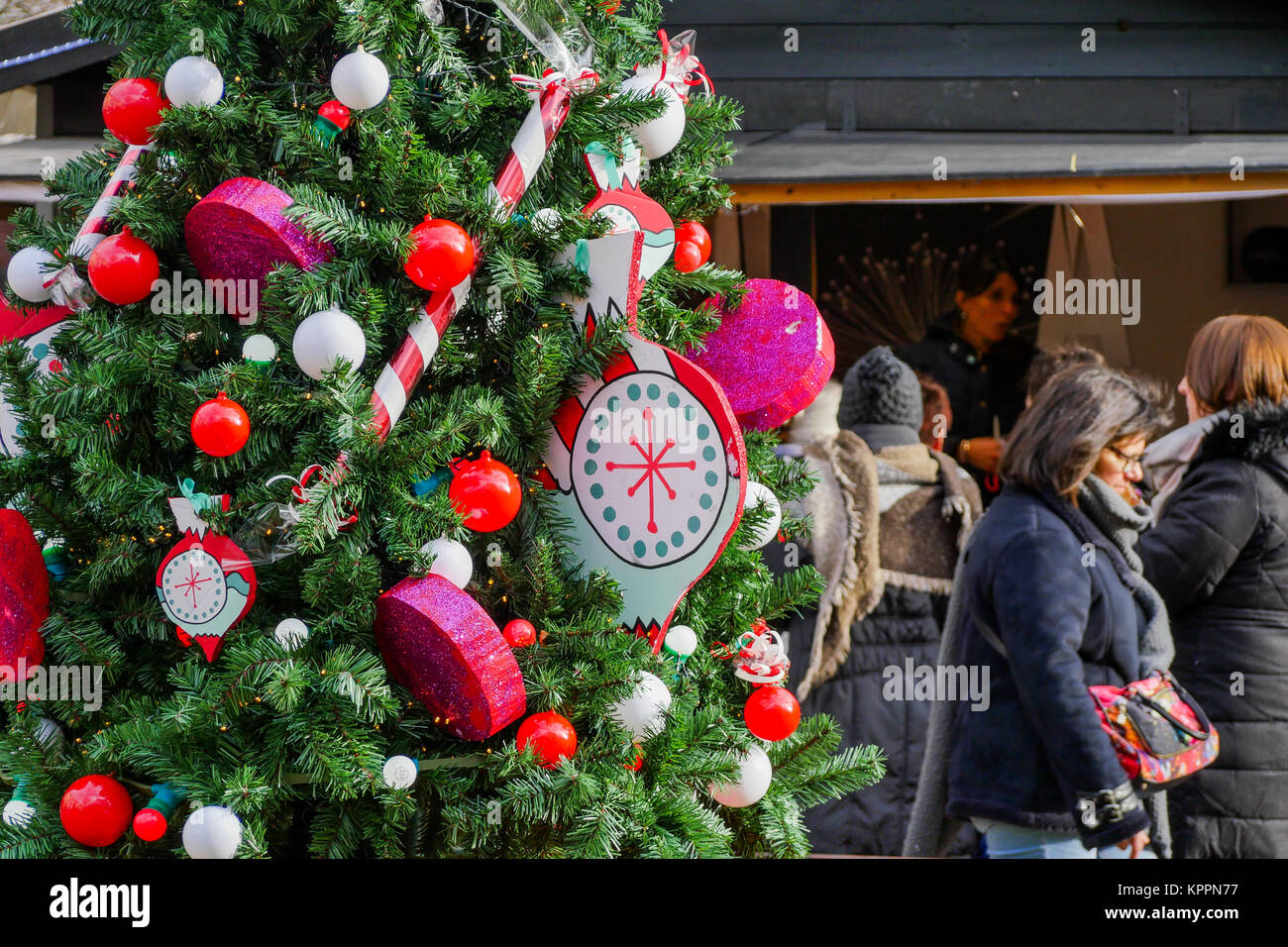 Le decorazioni di Natale in Piazza Carnot, Lione, Francia Foto Stock