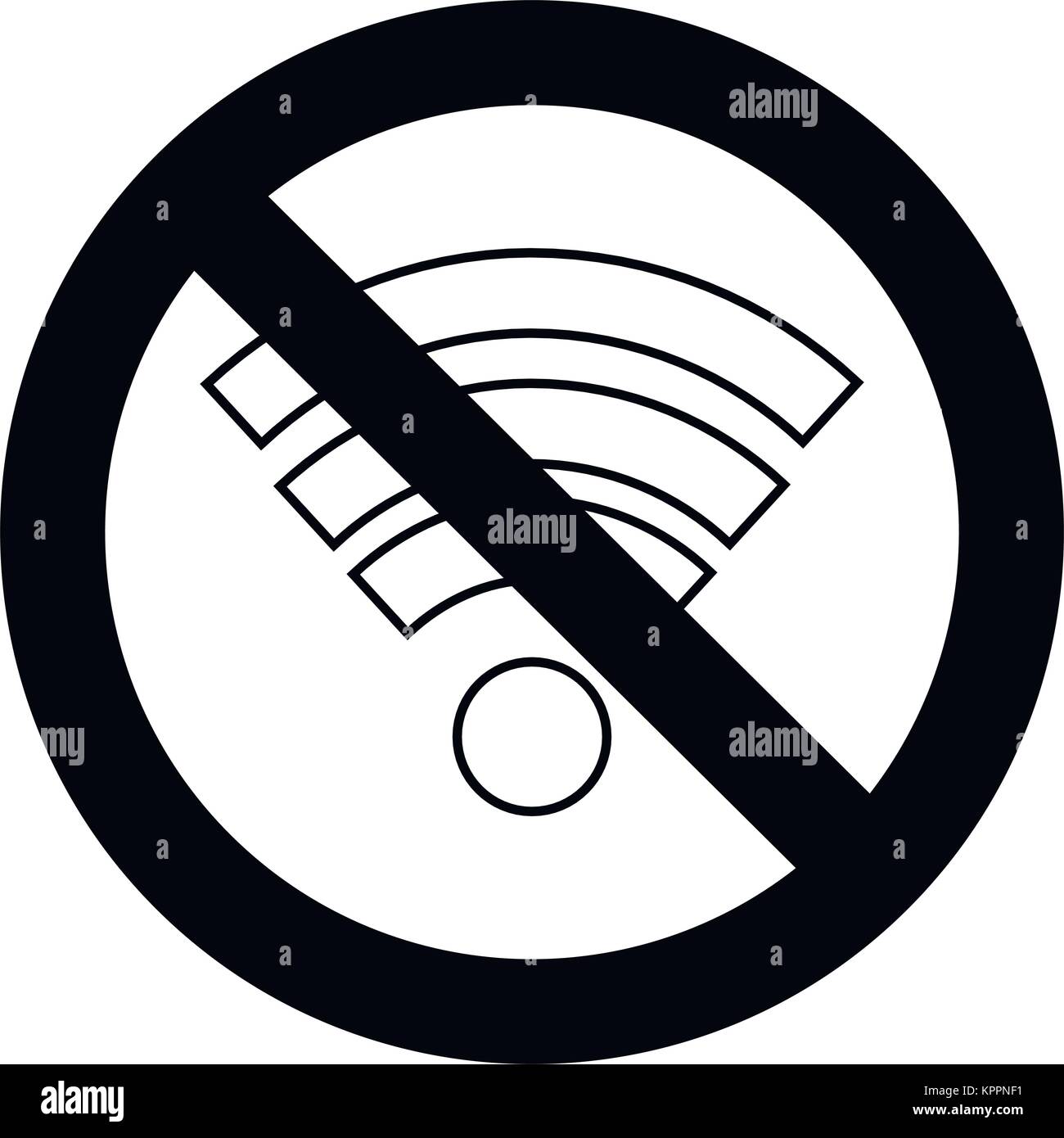 Divieto di Wi Fi simbolo. Divieto di vettore di internet e il divieto di simbolo del segnale di collegamento, vietato la comunicazione e la rete di accesso, illustrazione Illustrazione Vettoriale
