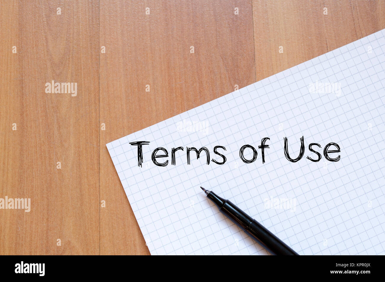Termini di utilizzo di scrivere su notebook Foto Stock