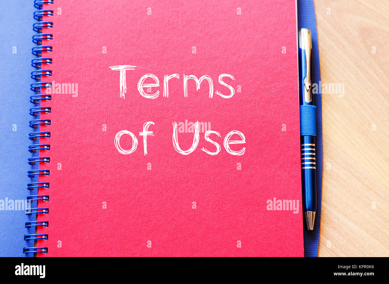Termini di utilizzo di scrivere su notebook Foto Stock