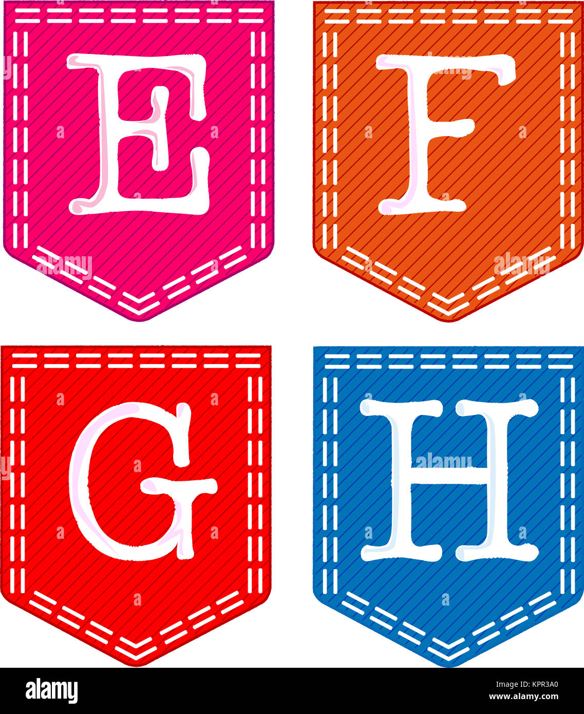 Lettere E, F, G, H Foto Stock