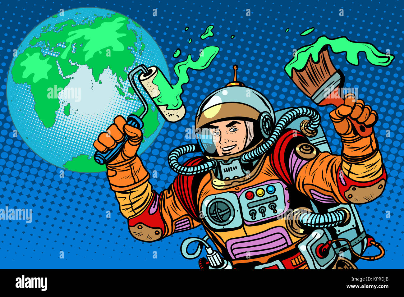 Terra verde ecologia astronauta Foto Stock