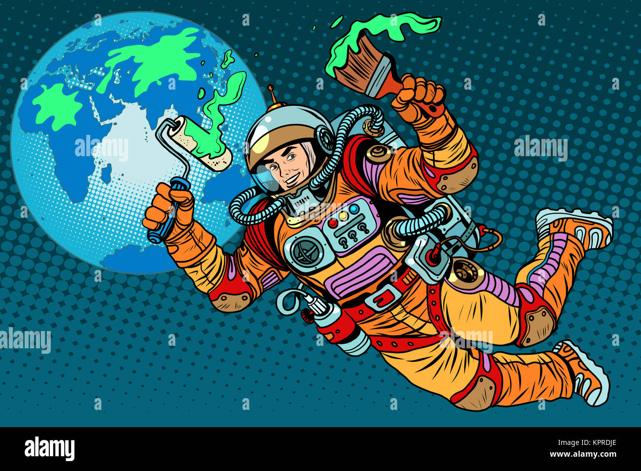 Green Earth Day ecologia astronauta Foto Stock