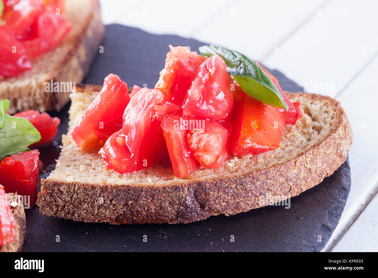 Bruschetta con pomodoro Foto Stock