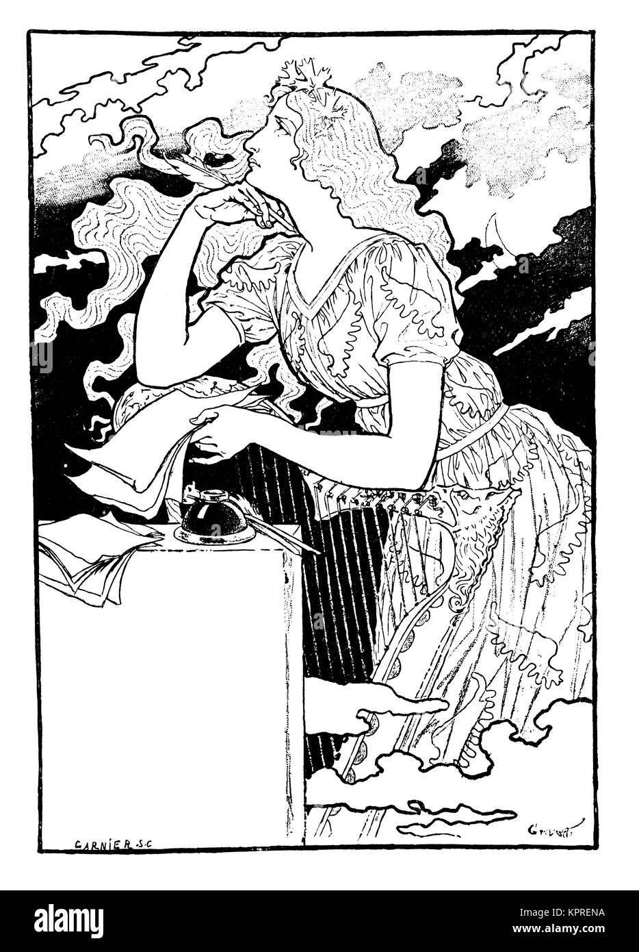 1894 donna iscritto poster design da artista Eugene Grasset dal volume 4 della rivista di studio Foto Stock