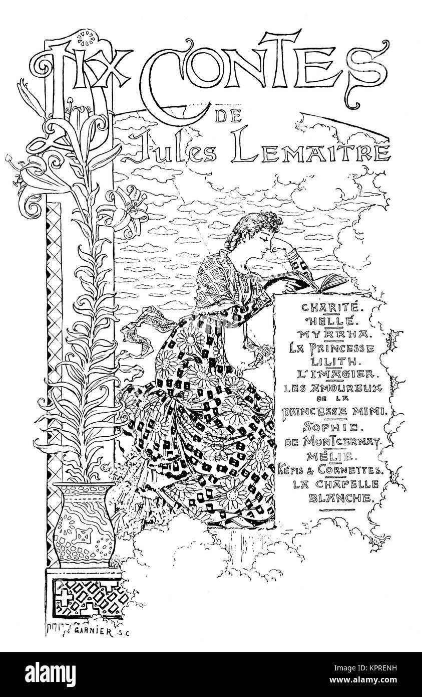 1894 Dix Contes de Jules Lemaitre ha prenota cover design da artista Eugene Grasset dallo Studio Magazine Foto Stock