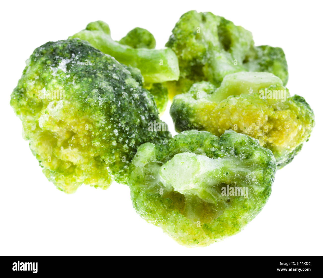 Diversi i broccoli surgelati isolato su bianco Foto Stock