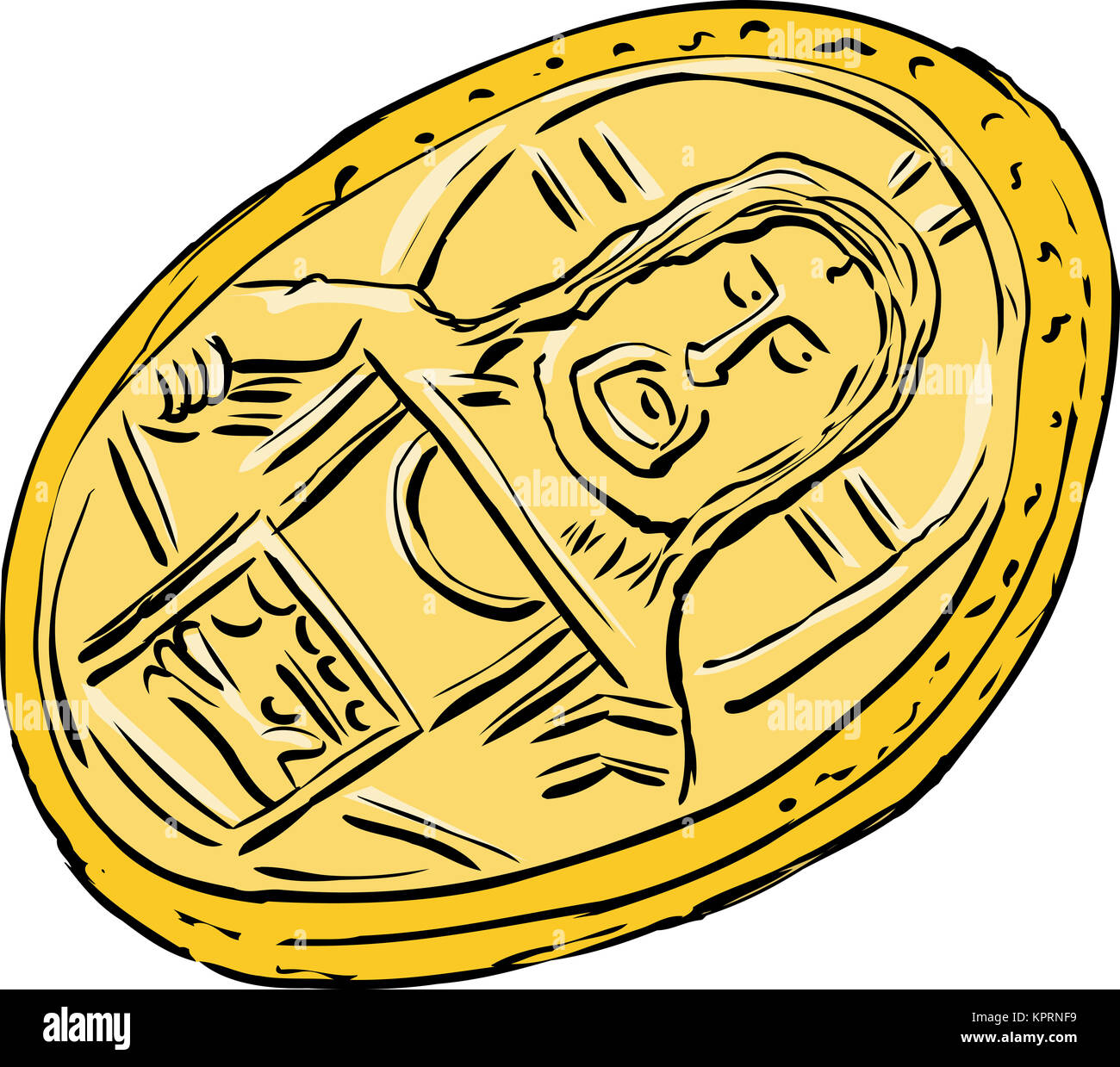 Antica moneta bizantina schizzo Foto Stock