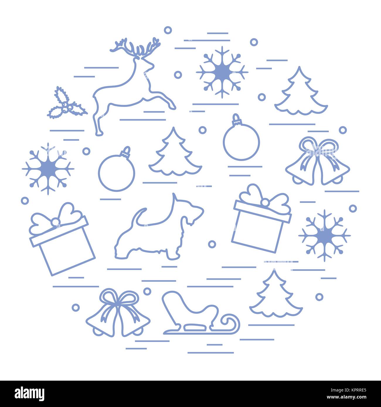 Diversi anno nuovo e i simboli del natale. Elementi d'inverno.  Progettazione per la cartolina, banner e stampa Immagine e Vettoriale -  Alamy