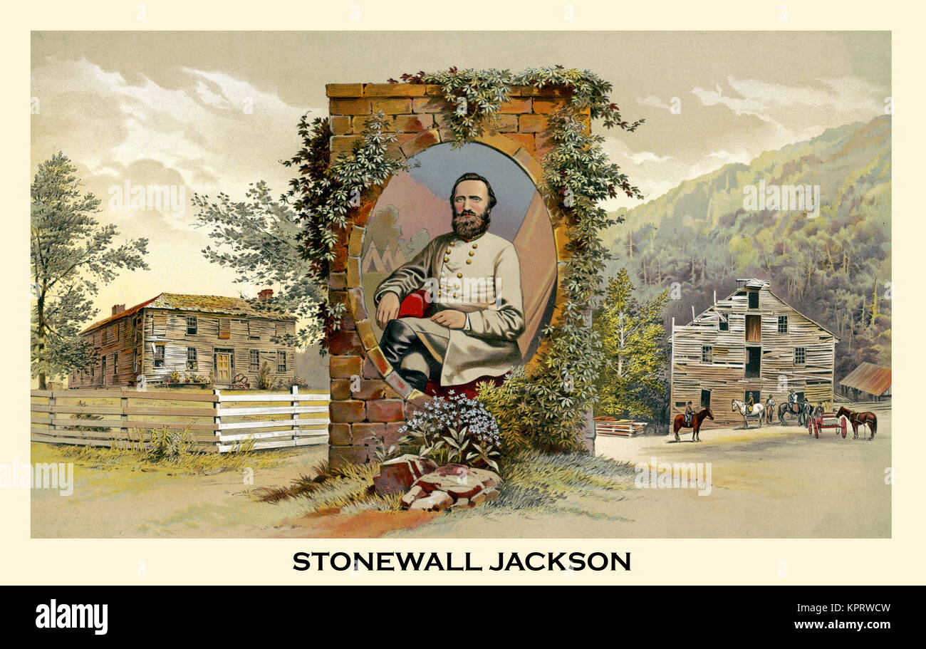Una vera e propria immagine di Stonewall Jackson e il suo boyhood Home Foto Stock