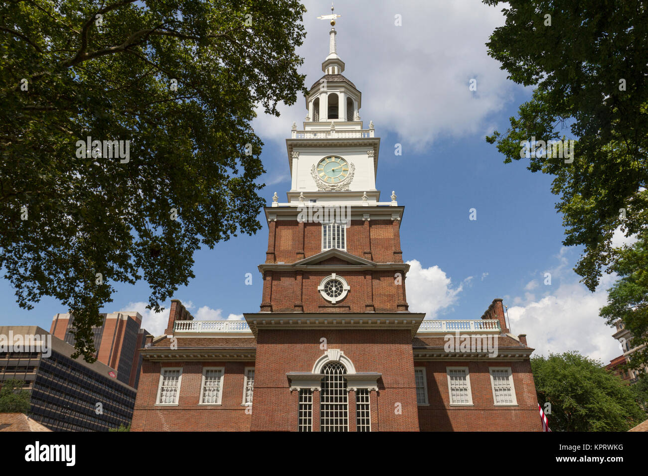 Independence Hall clock tower, Philadelphia, Pennsylvania, Stati Uniti. Foto Stock