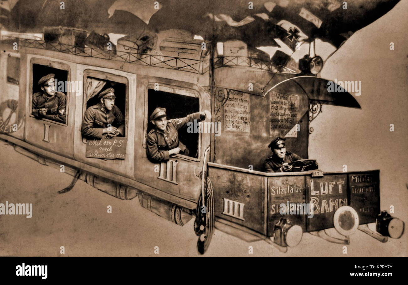 Studio treno prende la prima guerra mondiale i soldati Home Foto Stock