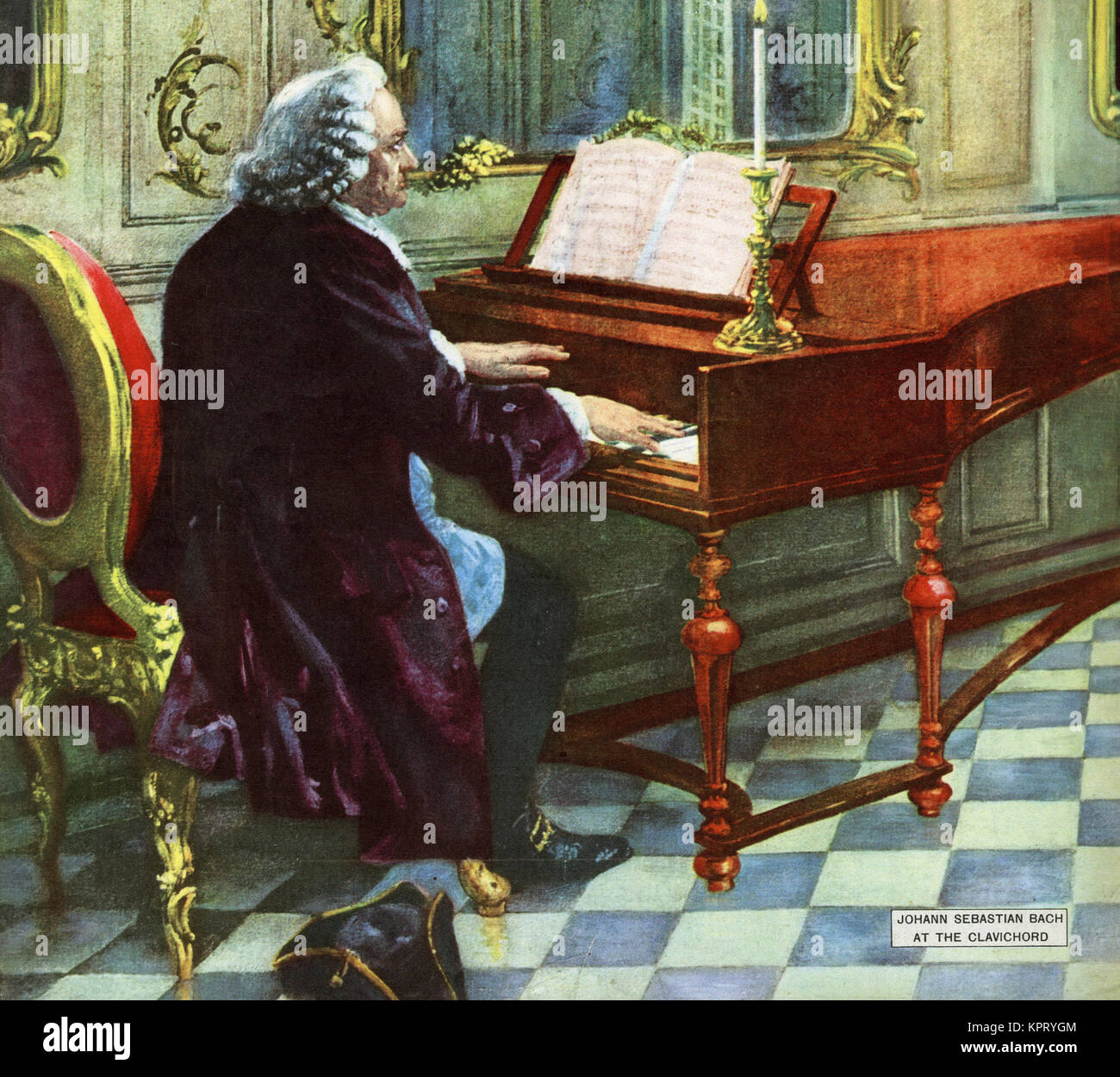 Johann Sebastian Bach presso il clavicordo Foto Stock